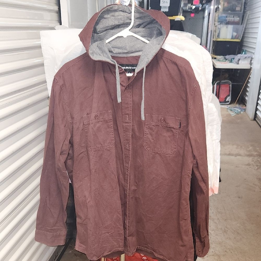 Molokai Surf Co. Hooded Botton Down Shirt XL